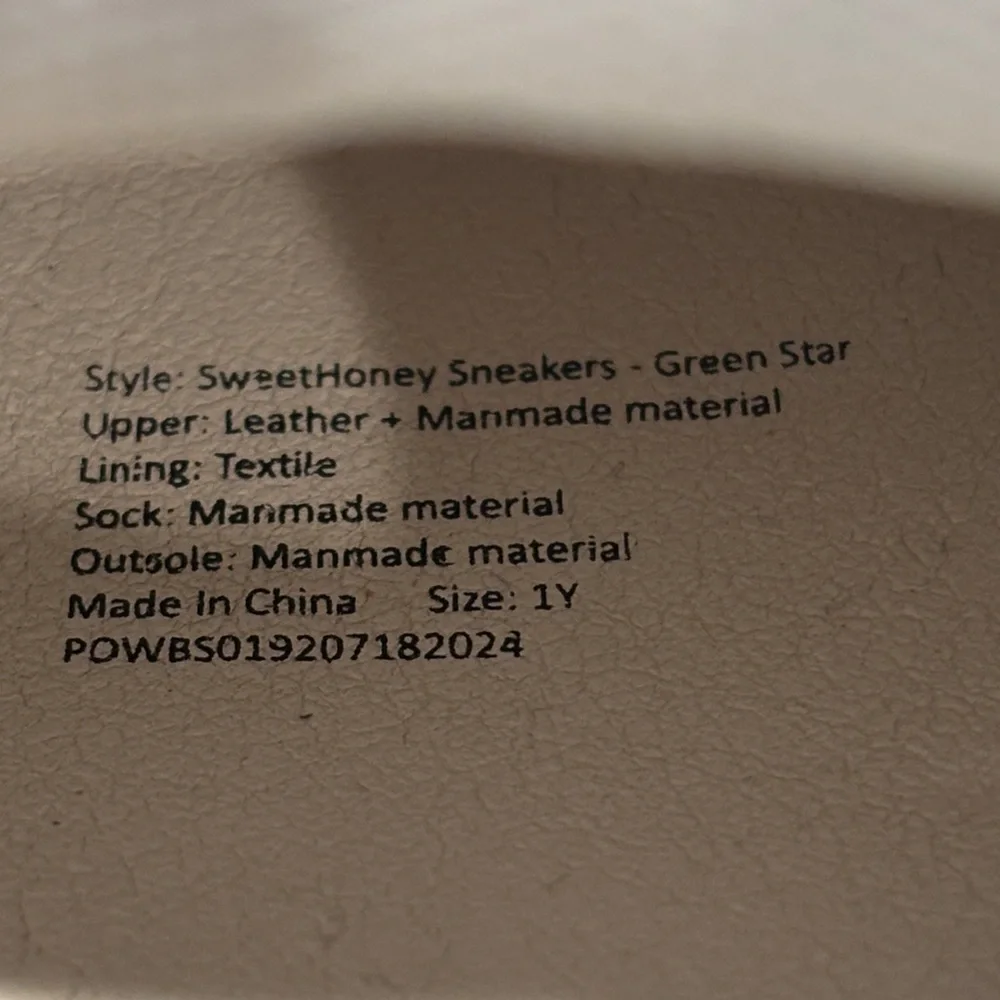 SweetHoney White and Silver Kids Sneakers with Green Star - Picture 8 of 8